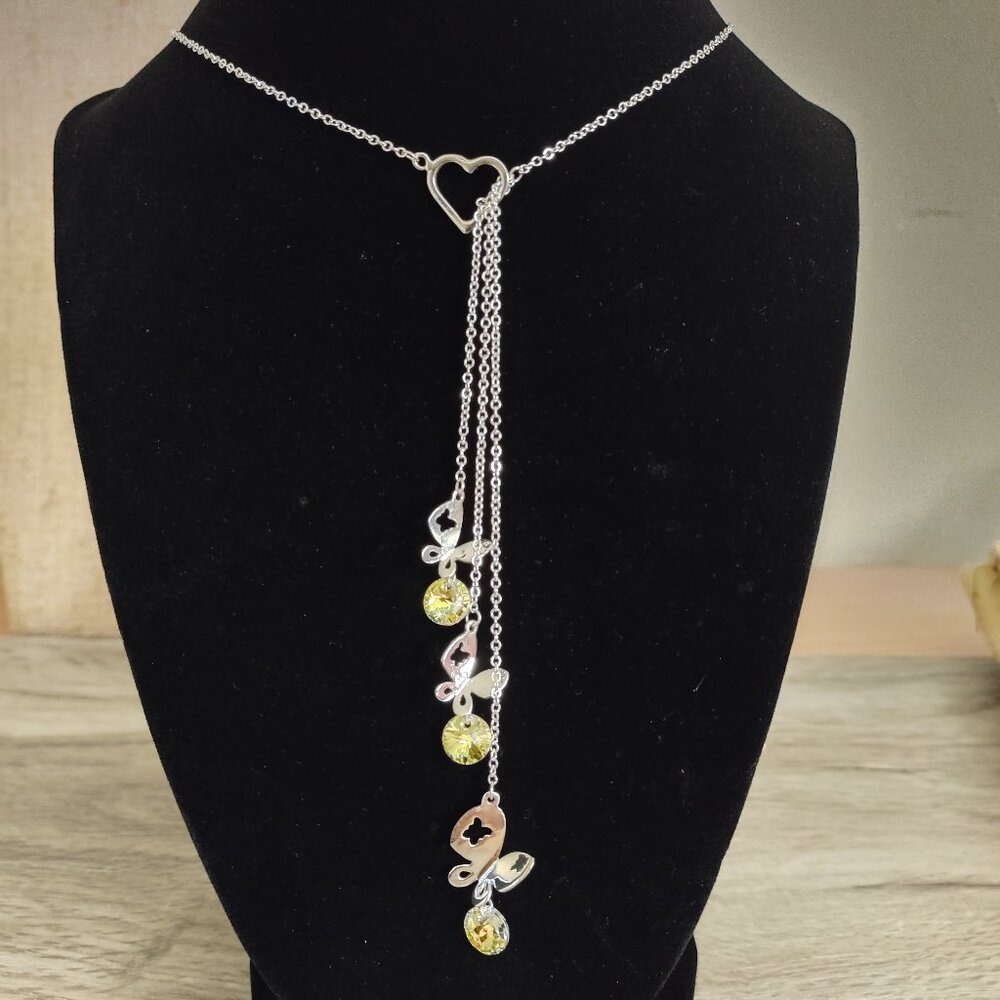 Women Drop Butterflys Pendants necklace Sterling Silver 925